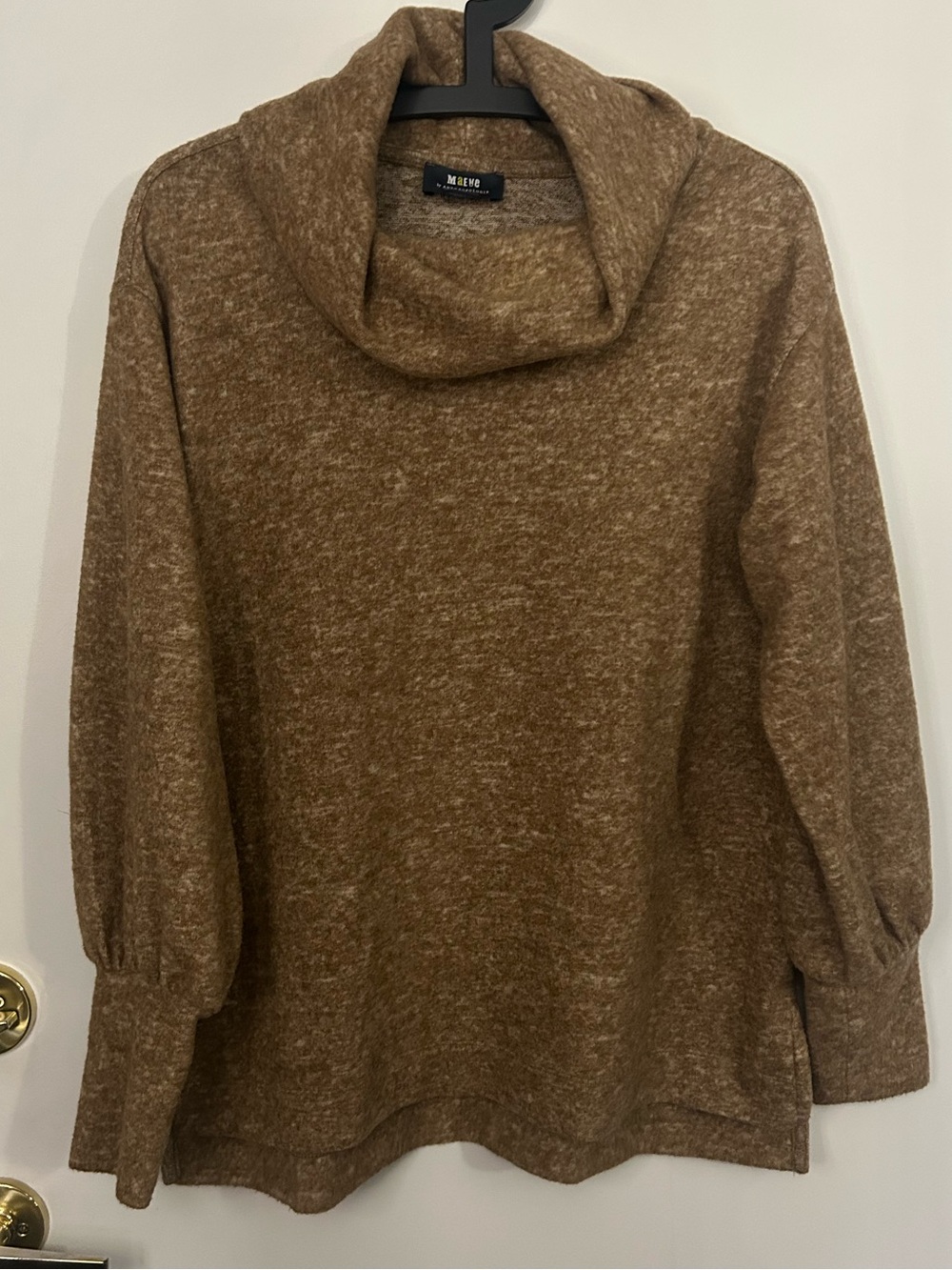 Maeve by Anthropologie Women’s Brown Cowl Neck Balloon Sleeve Sweater Size S